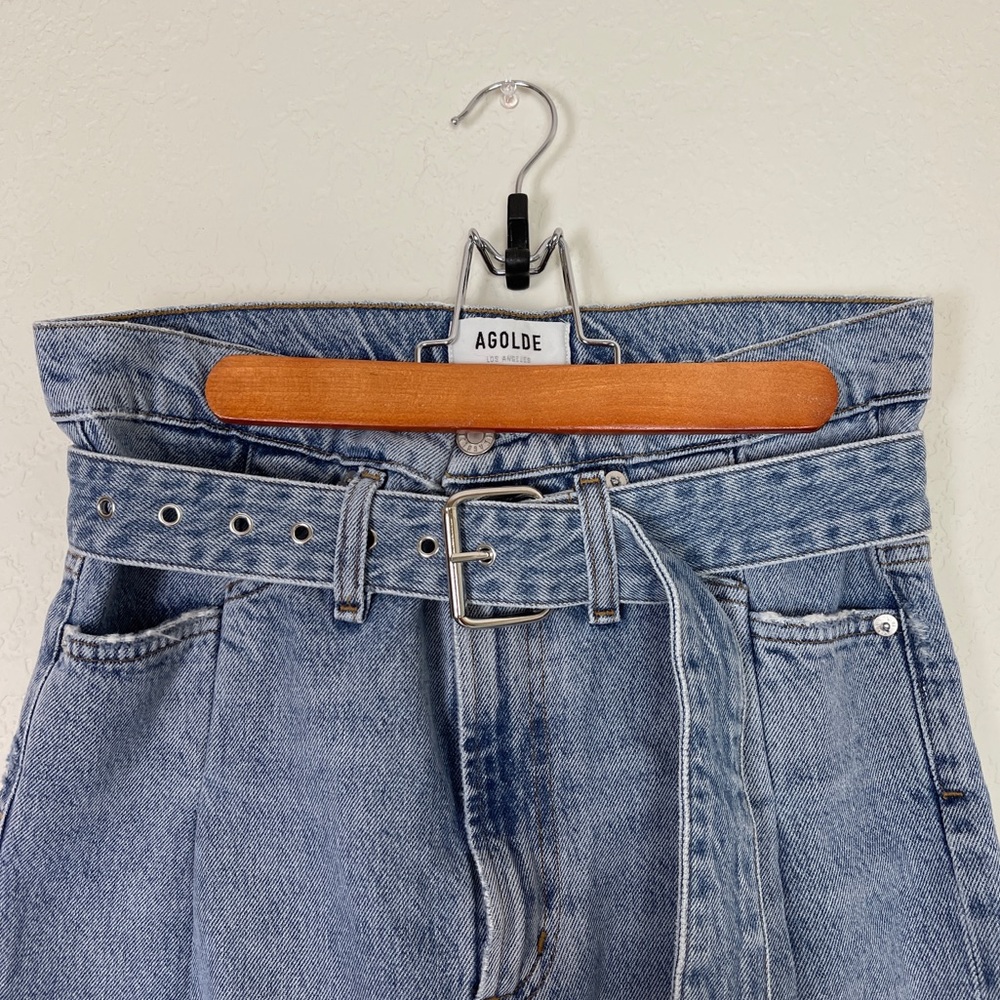 Agolde Light Blue High-Rise Paperbag Jeans - Picture 8 of 14